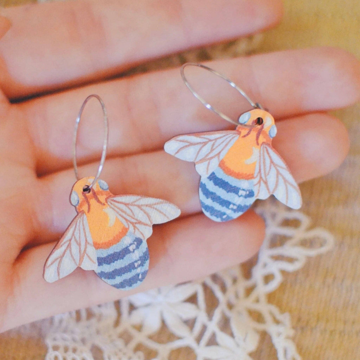 Earrings - Blue Banded Australian Bee