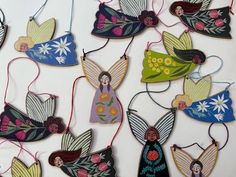 Flannel Flowers - Wooden Floral Fairy Ornament