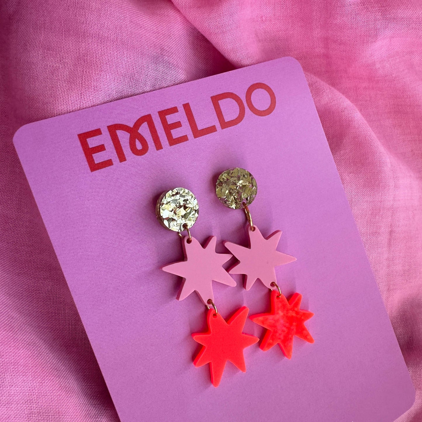Rosie 2.0 Earrings // Gold, Pink, Neon Red