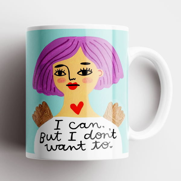 I Can, But I Don't Want To Grumpy Angel Mug