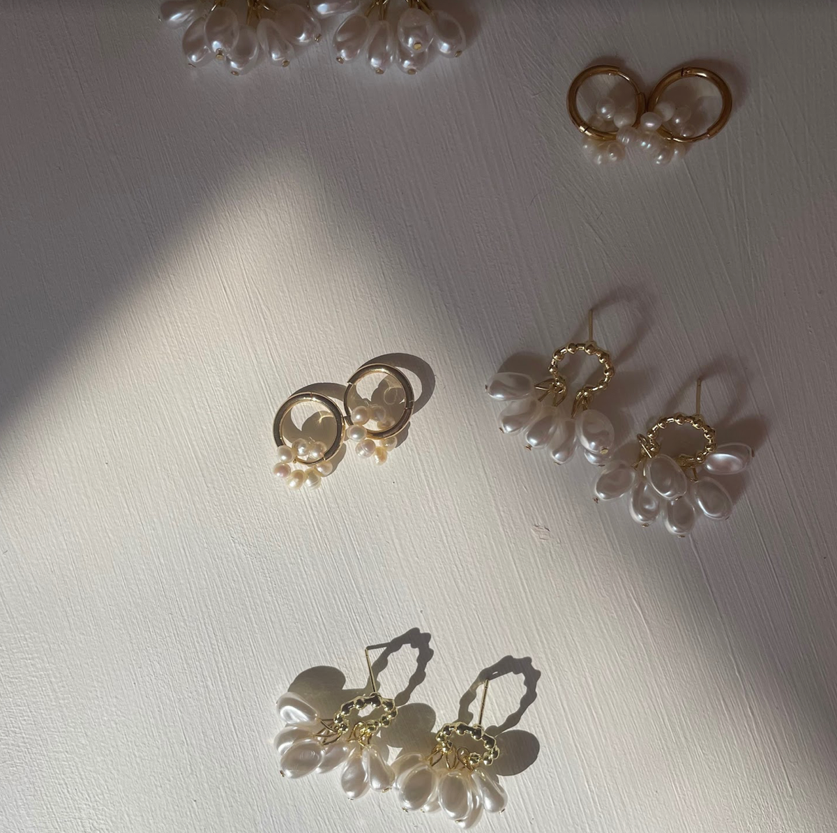 Audrey Earrings // Pearl beads with gold