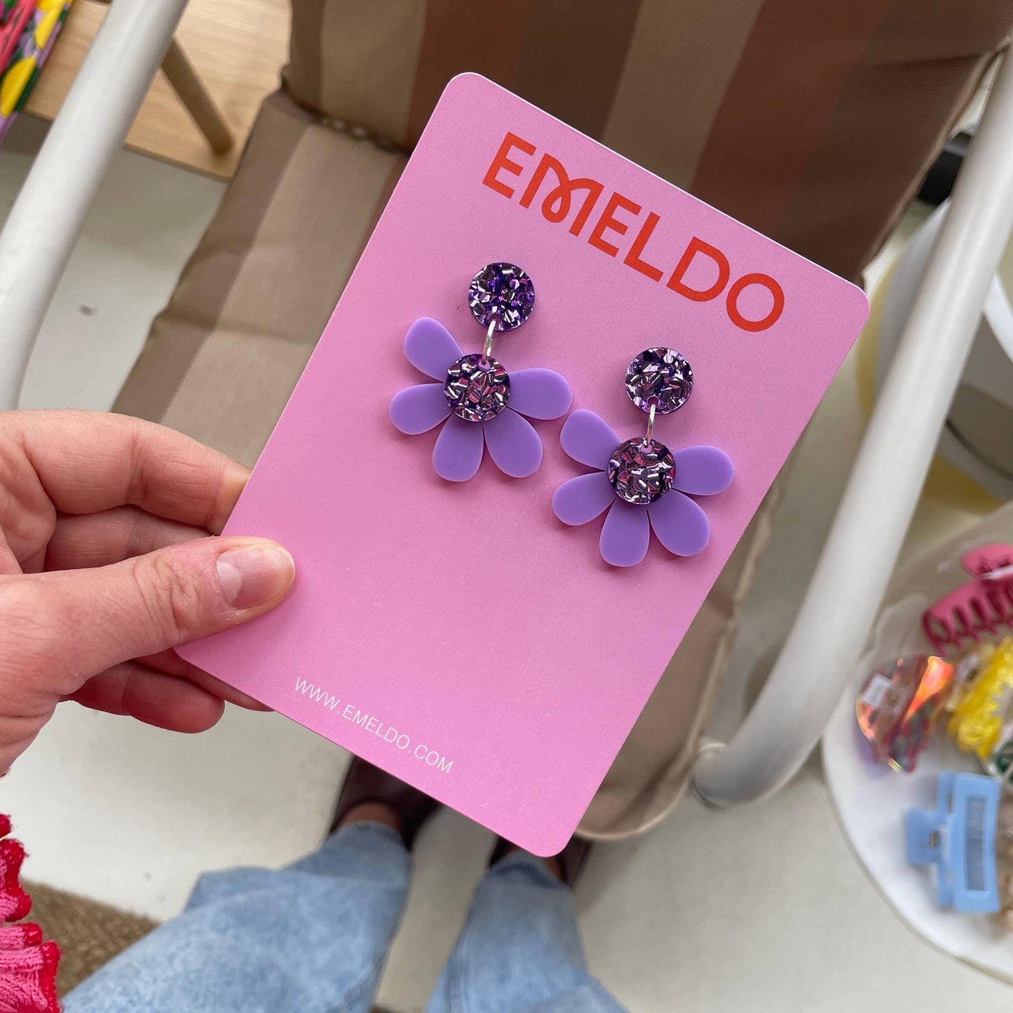 Posey Earrings // Mauve and Purple Glitter
