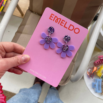 Posey Earrings // Mauve and Purple Glitter