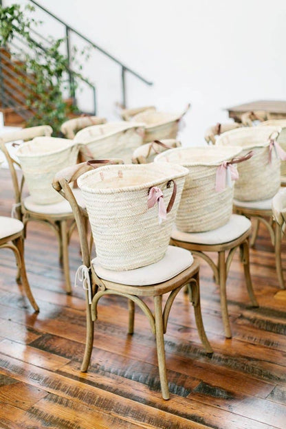 Handmade Straw Bag with Leather Handles, French Market Bag
