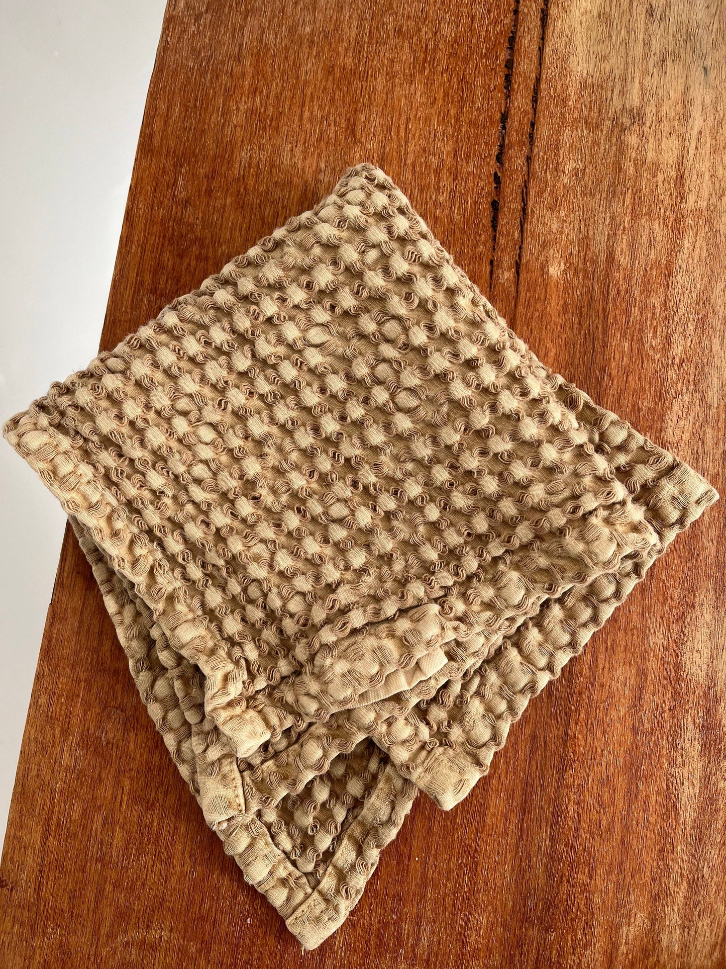 100% Organic Cotton Rustic Waffle Face Cloth - Light Rust