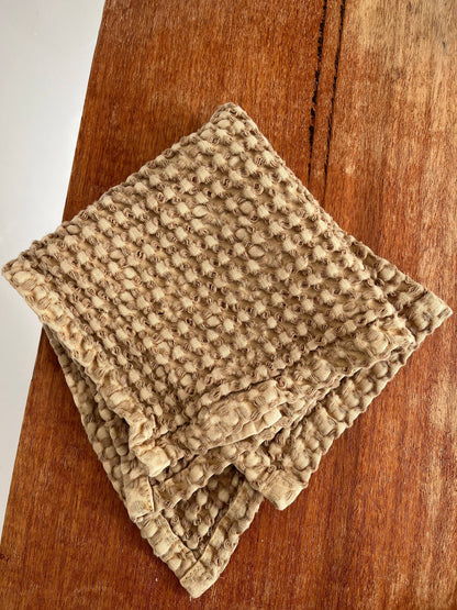 100% Organic Cotton Rustic Waffle Face Cloth - Light Rust