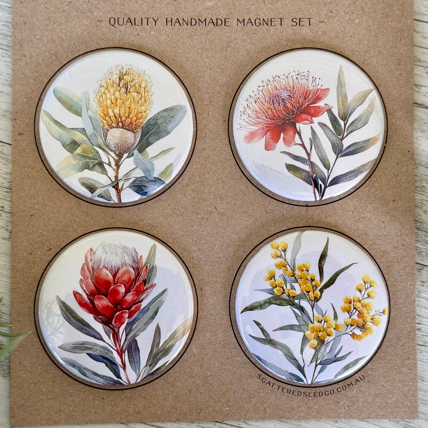 AUSTRALIAN FLORALS Large Magnets set of 4 - SET C