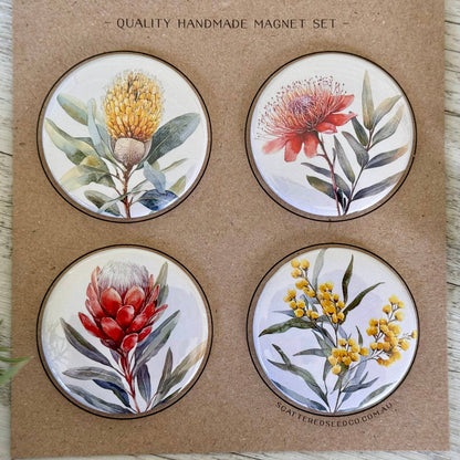 AUSTRALIAN FLORALS Large Magnets set of 4 - SET C