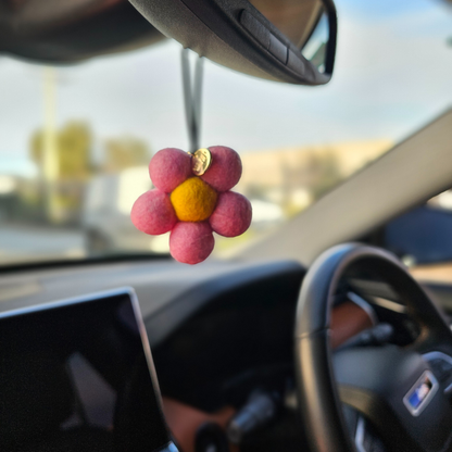 Champagne & Pomegranate Felt Flower Air Freshener