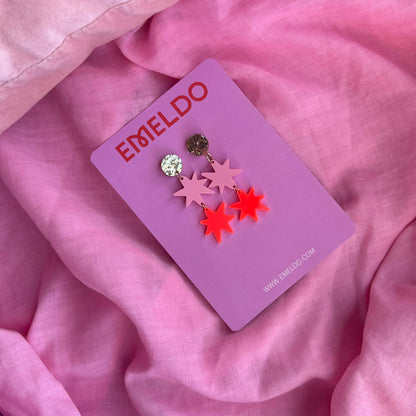 Rosie 2.0 Earrings // Gold, Pink, Neon Red