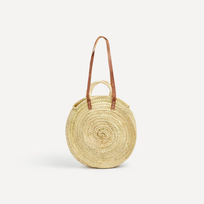 FRENCH BASKET || Straw bag round with leather