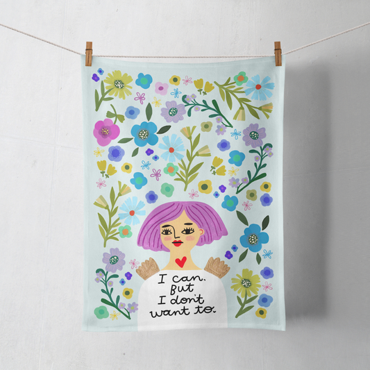 I Can, But I Don't Want To Grumpy Angel Tea Towel
