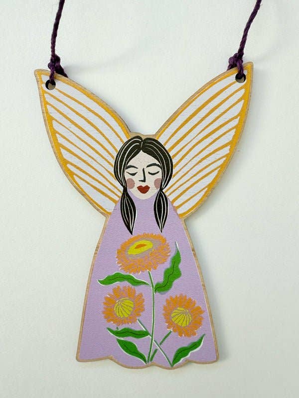 Paper Daisy  - Wooden  Floral Fairy Ornament