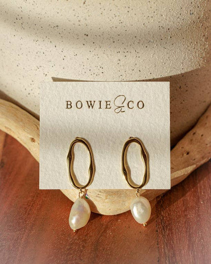 Oceania Oval Pearl Earrings 18k Gold