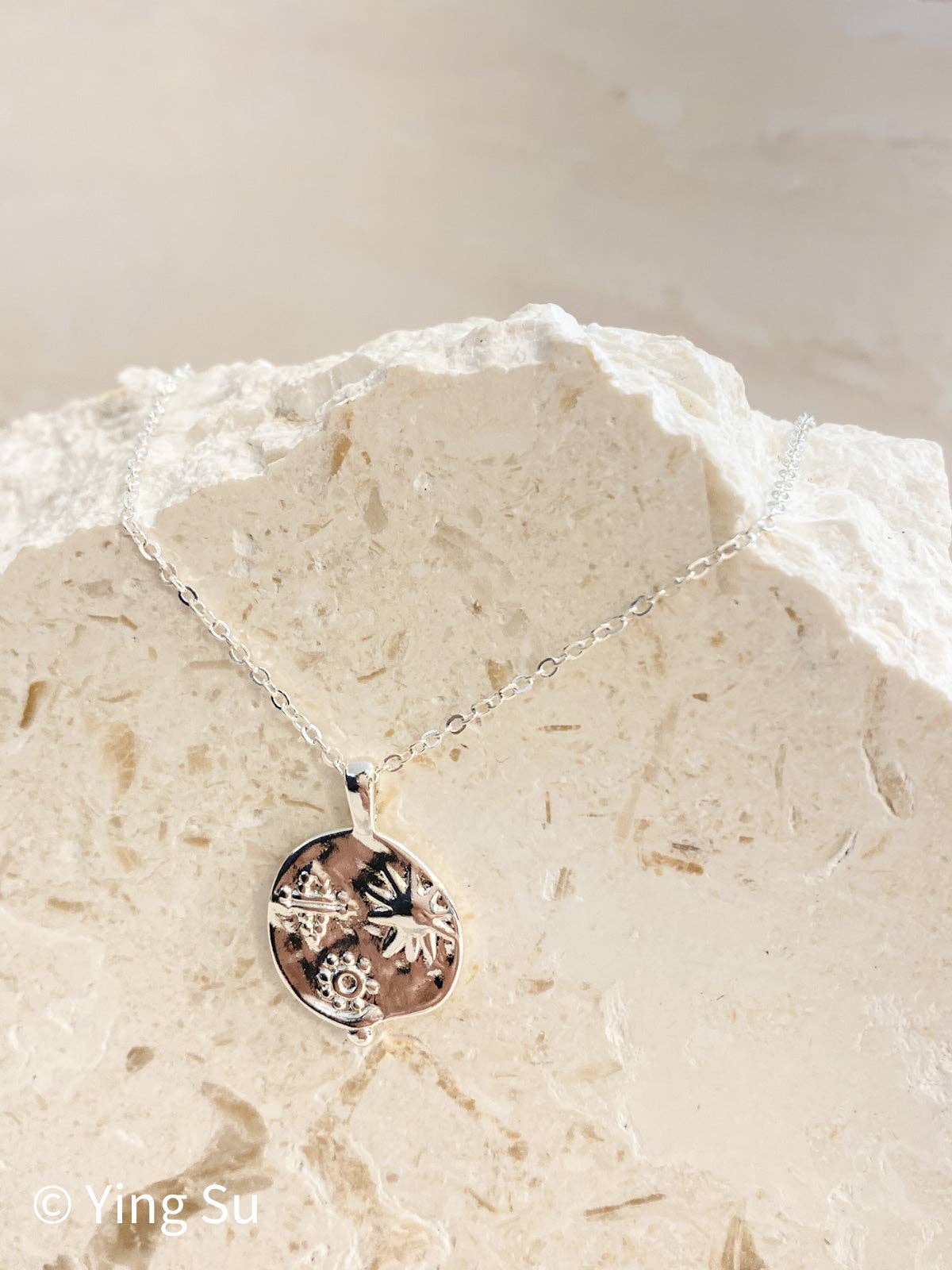 Ocean Coin Charm Silver Plated Necklace