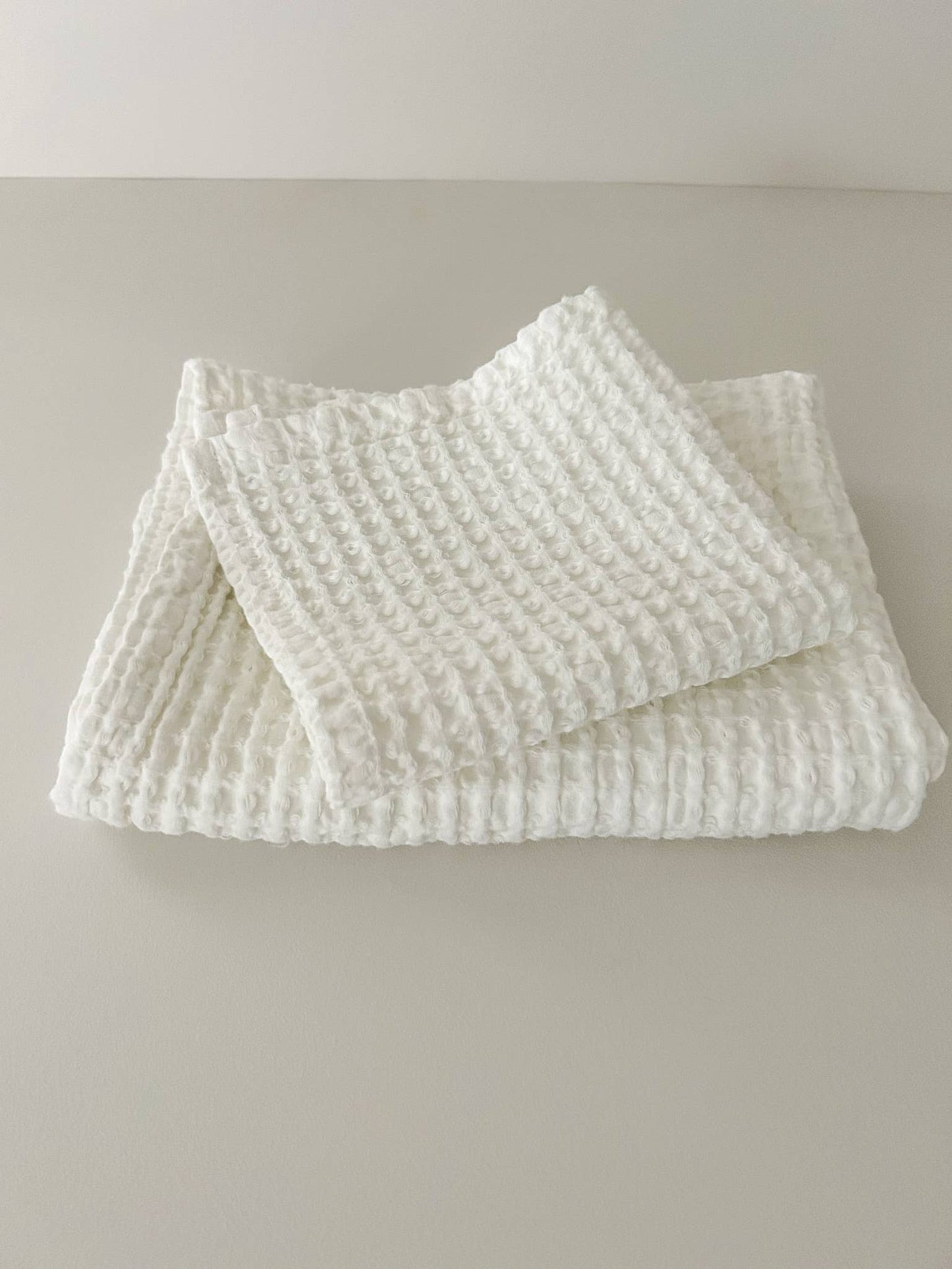 100% Organic Cotton Rustic Waffle Face Cloth - White