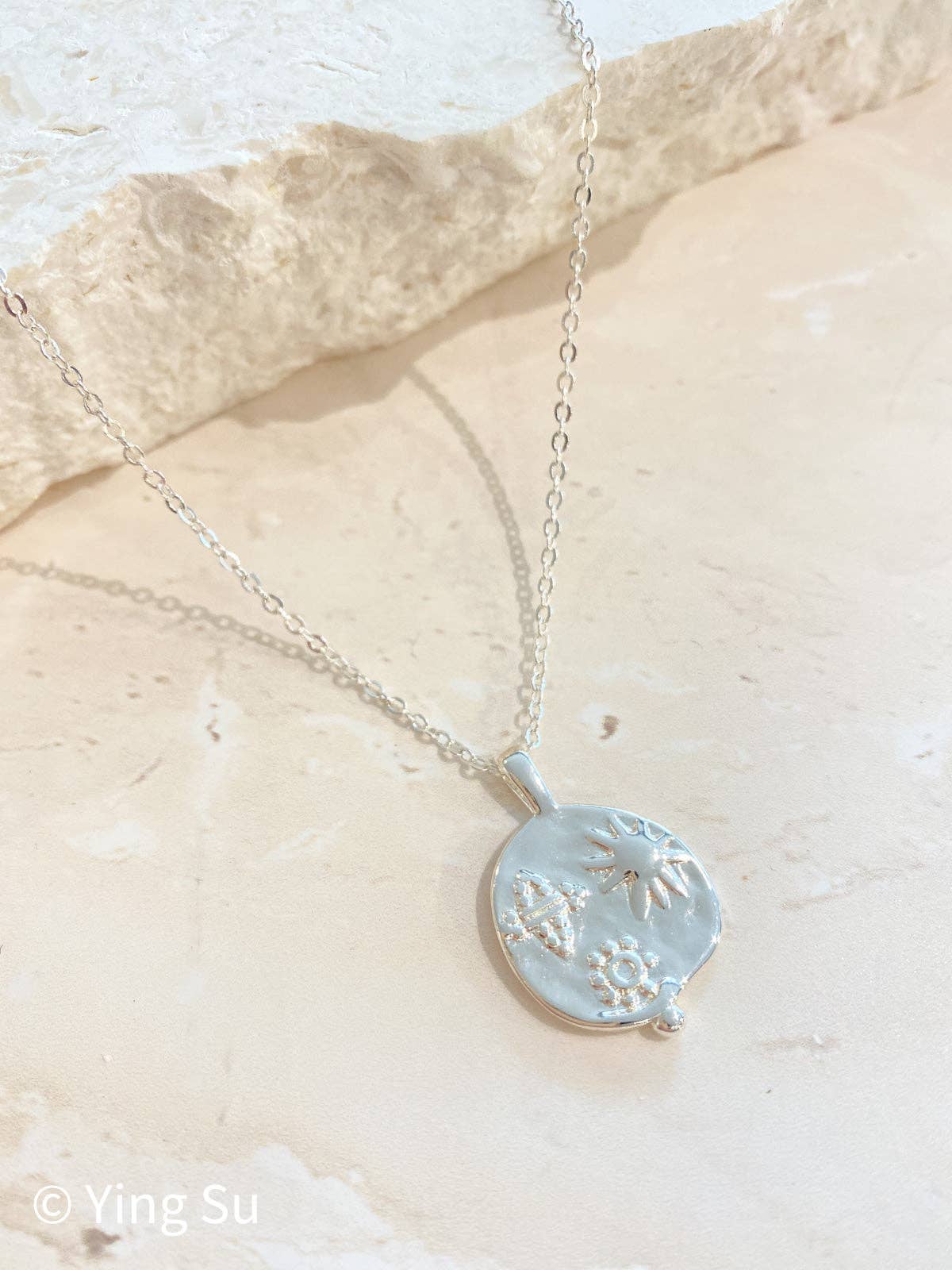 Ocean Coin Charm Silver Plated Necklace