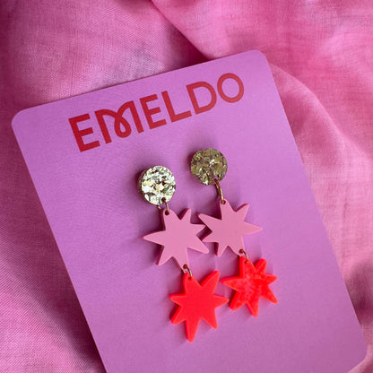 Rosie 2.0 Earrings // Gold, Pink, Neon Red