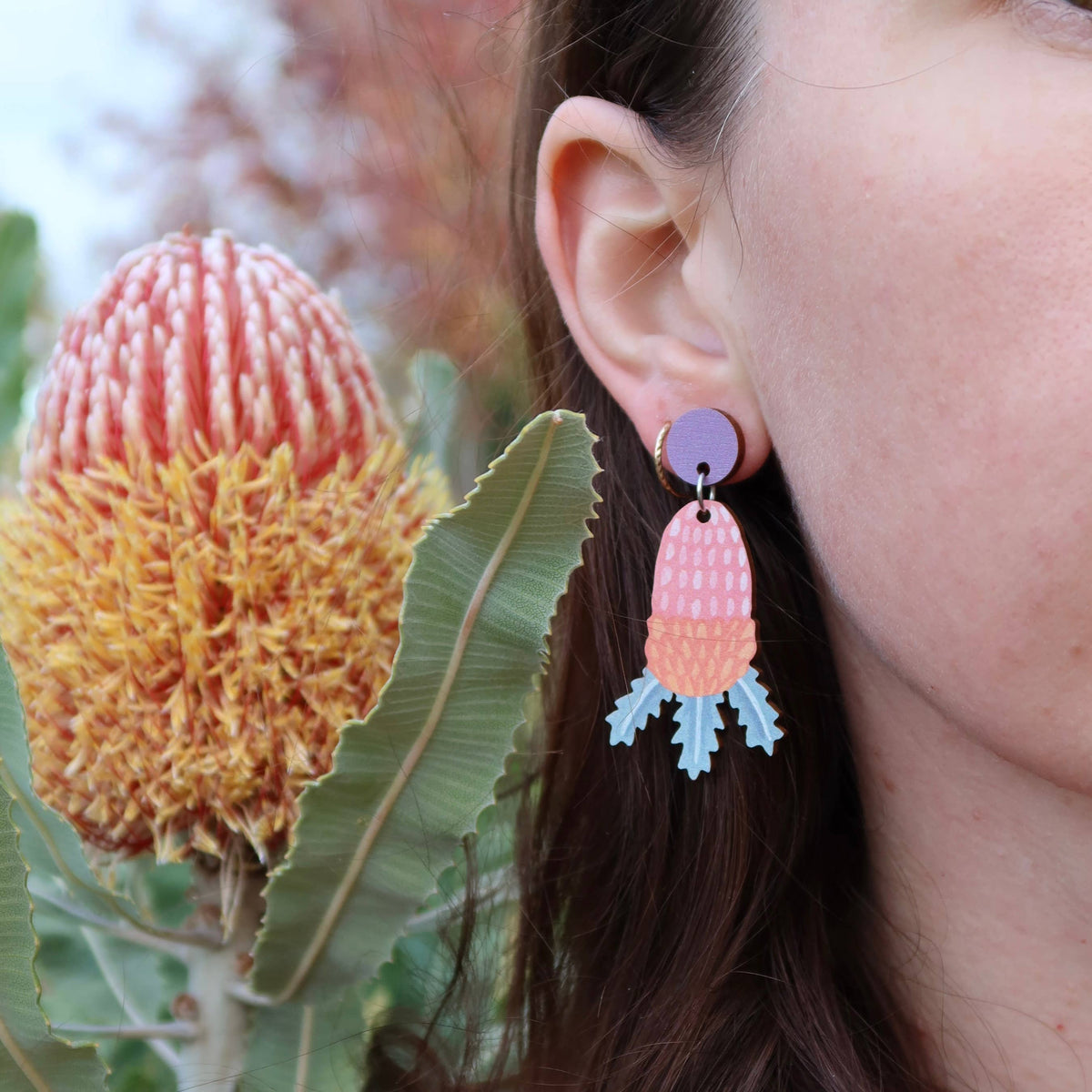 Earrings - Banksia Australian Wildflower