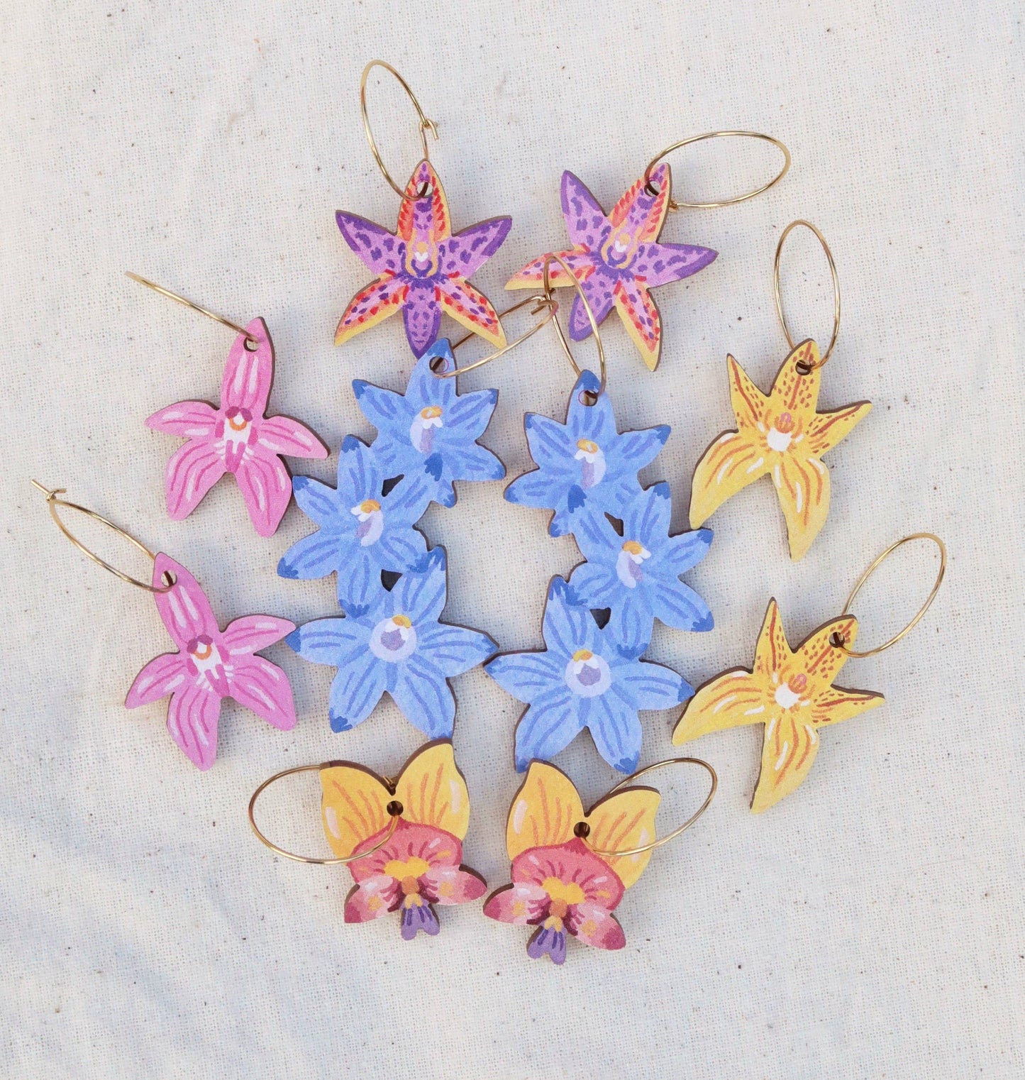 Earrings - Sun Orchid Australian Wildflower