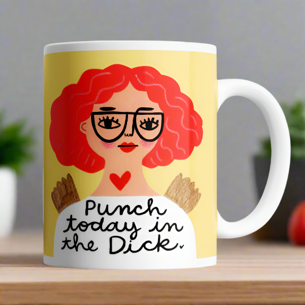 Punch Today in The Dick Grumpy Angel Mug