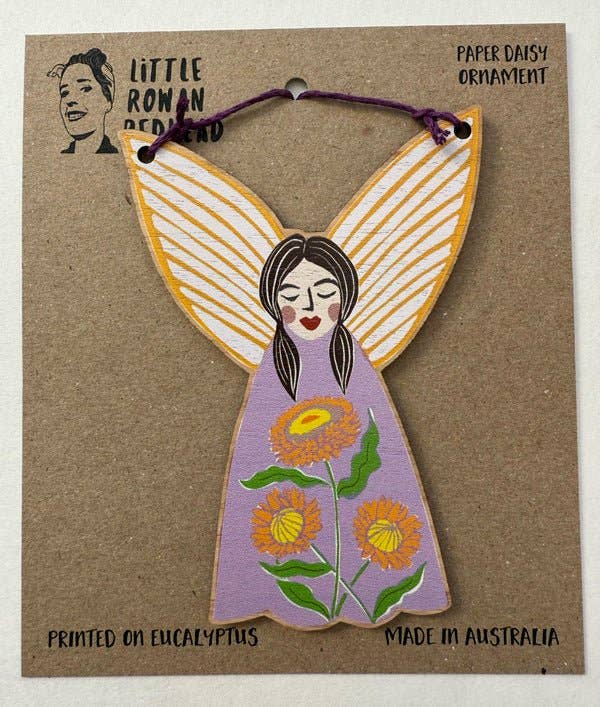 Paper Daisy  - Wooden  Floral Fairy Ornament