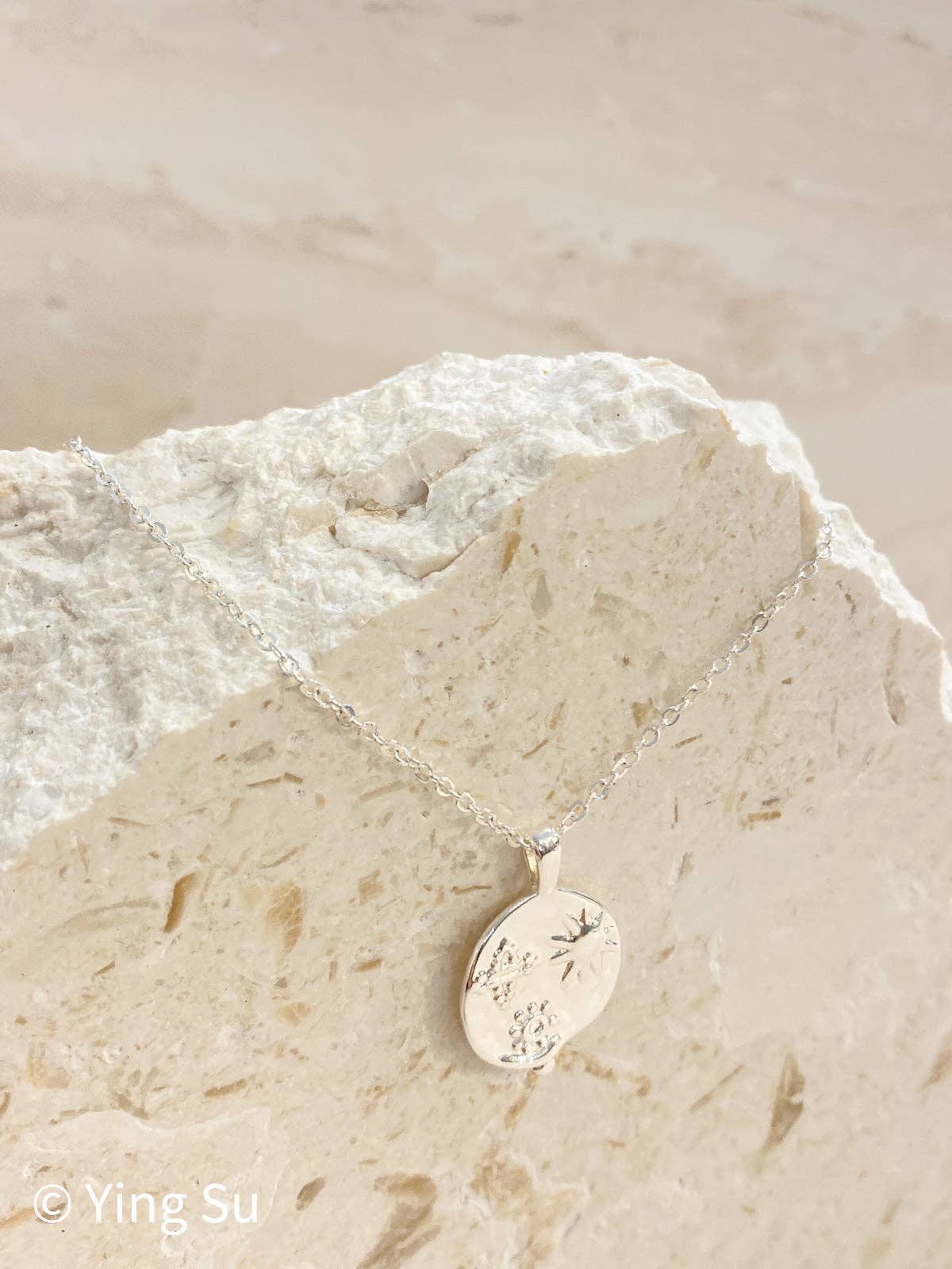 Ocean Coin Charm Silver Plated Necklace