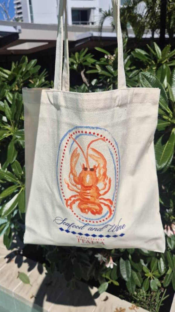 Tote Bag - Cute Lobster Hand Painted