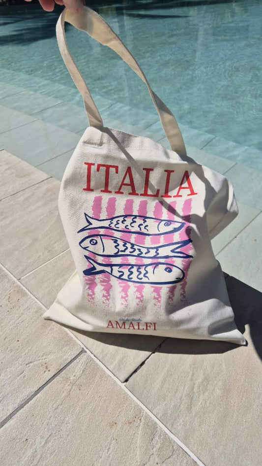 Tote Bag - Cute Sardines Stripe Hand Sketched