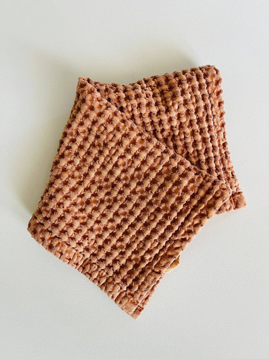 100% Organic Cotton Rustic Waffle Face Cloth - Terracotta