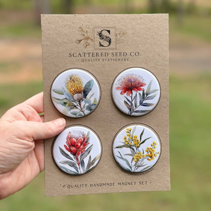 AUSTRALIAN FLORALS Large Magnets set of 4 - SET C