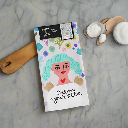 Calm Your Tits Grumpy Angel Tea Towel