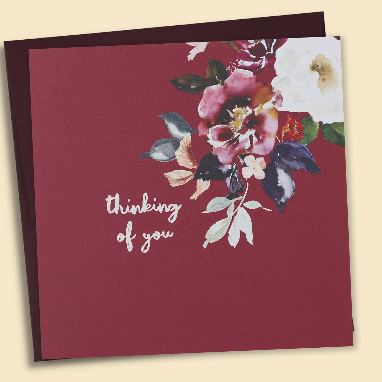 Floral Thinking Of You Card Burgundy
