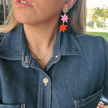 Rosie 2.0 Earrings // Gold, Pink, Neon Red