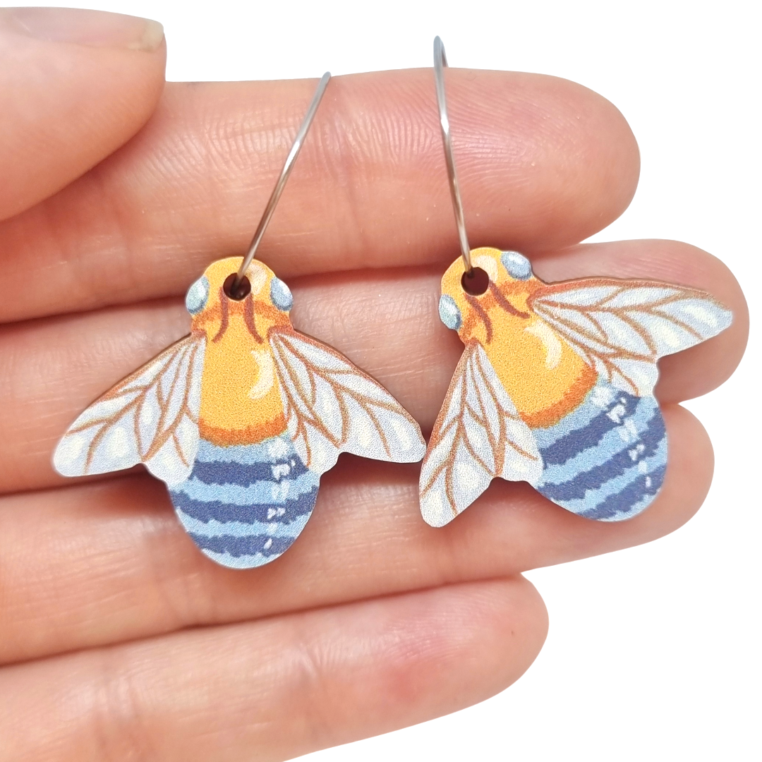 Earrings - Blue Banded Australian Bee