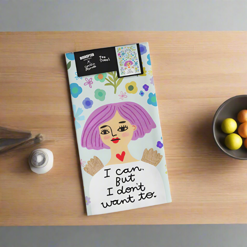 I Can, But I Don't Want To Grumpy Angel Tea Towel