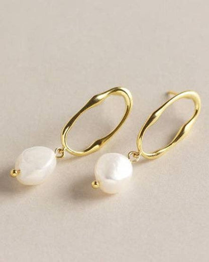 Oceania Oval Pearl Earrings 18k Gold