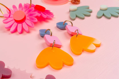 Jenna Earrings // Blue, Pink, Neon Orange