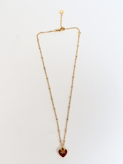 Jules Heart Red 18K Gold Plated Necklace