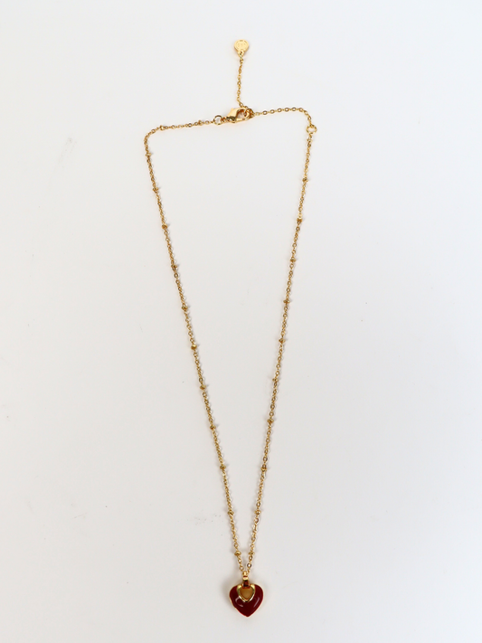 Jules Heart Red 18K Gold Plated Necklace
