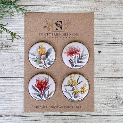 AUSTRALIAN FLORALS Large Magnets set of 4 - SET C