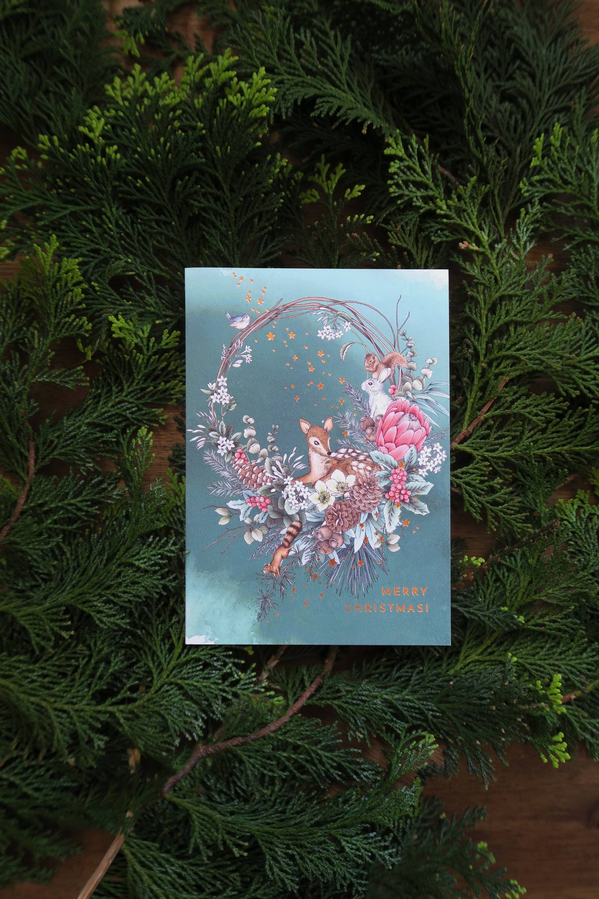 Enchanted Christmas Wreath Card