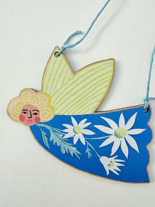 Flannel Flowers - Wooden Floral Fairy Ornament