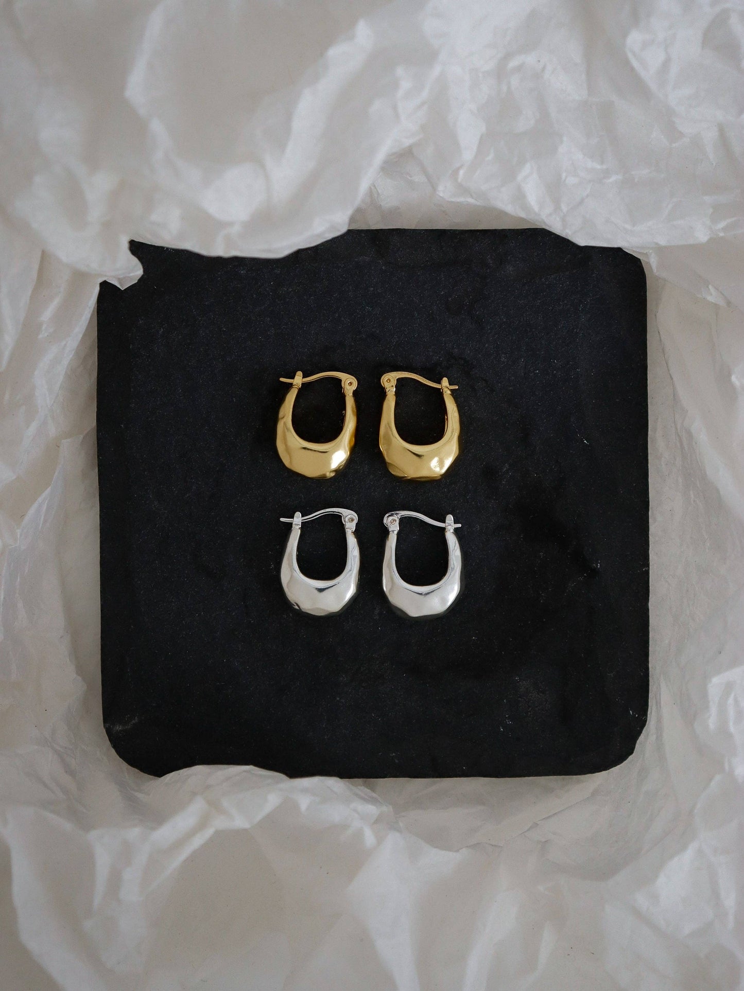 Kuba Brushed Sterling Silver Plated Earrings