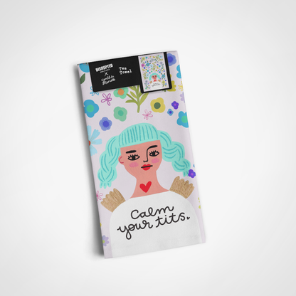 Calm Your Tits Grumpy Angel Tea Towel
