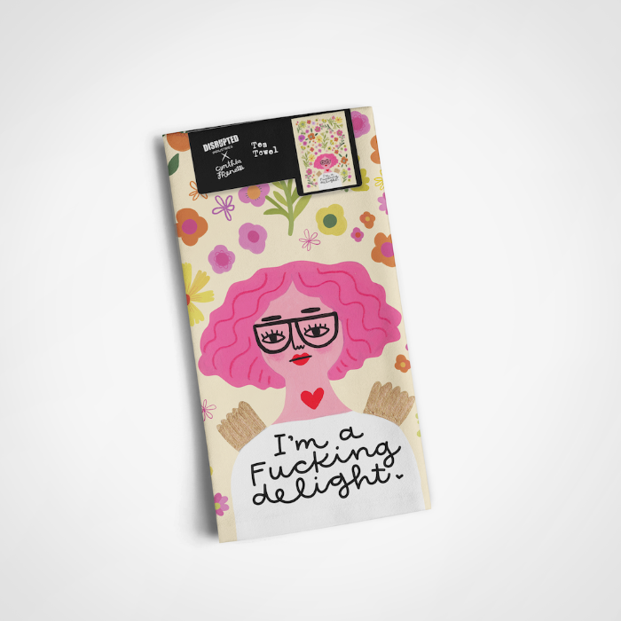 I'm a Fucking Delight Grumpy Angel Tea Towel