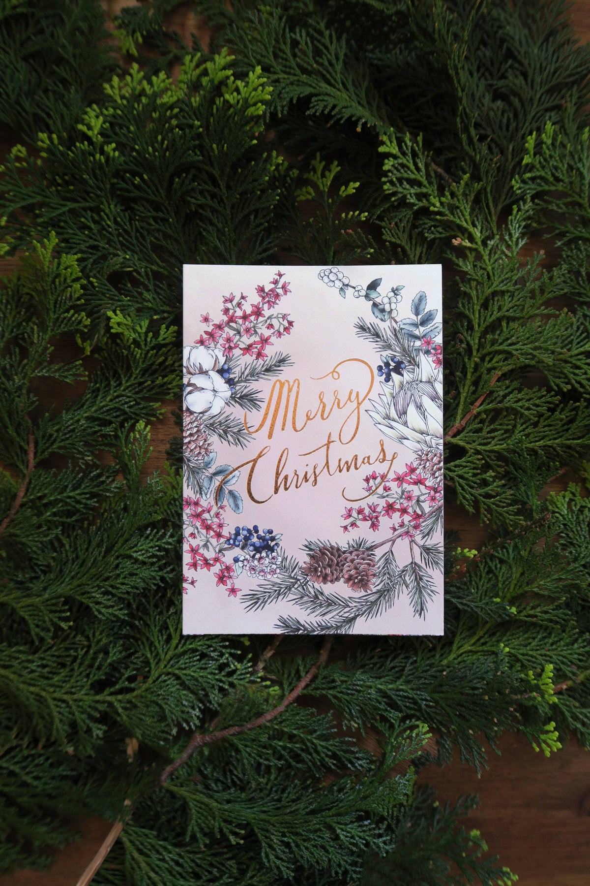 Beige Christmas Bush Card