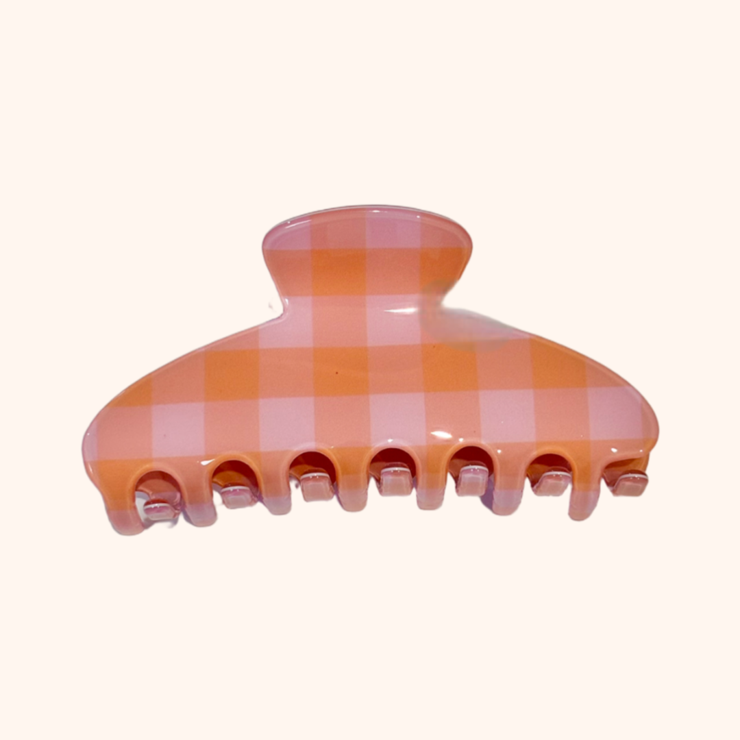 GINGHAM HAIR CLIP [PINK/ORANGE]