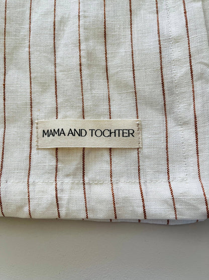 Pure French Linen Tea Towel - Toffee Pinstripes