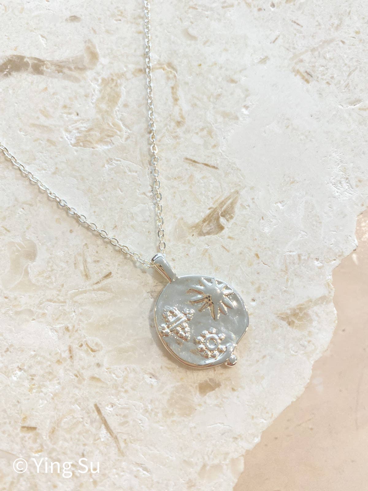 Ocean Coin Charm Silver Plated Necklace